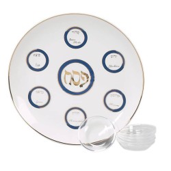 צלחת הסדר פורצלן עם ספינות אקריליק | פסח | יוּדָאִיקָה